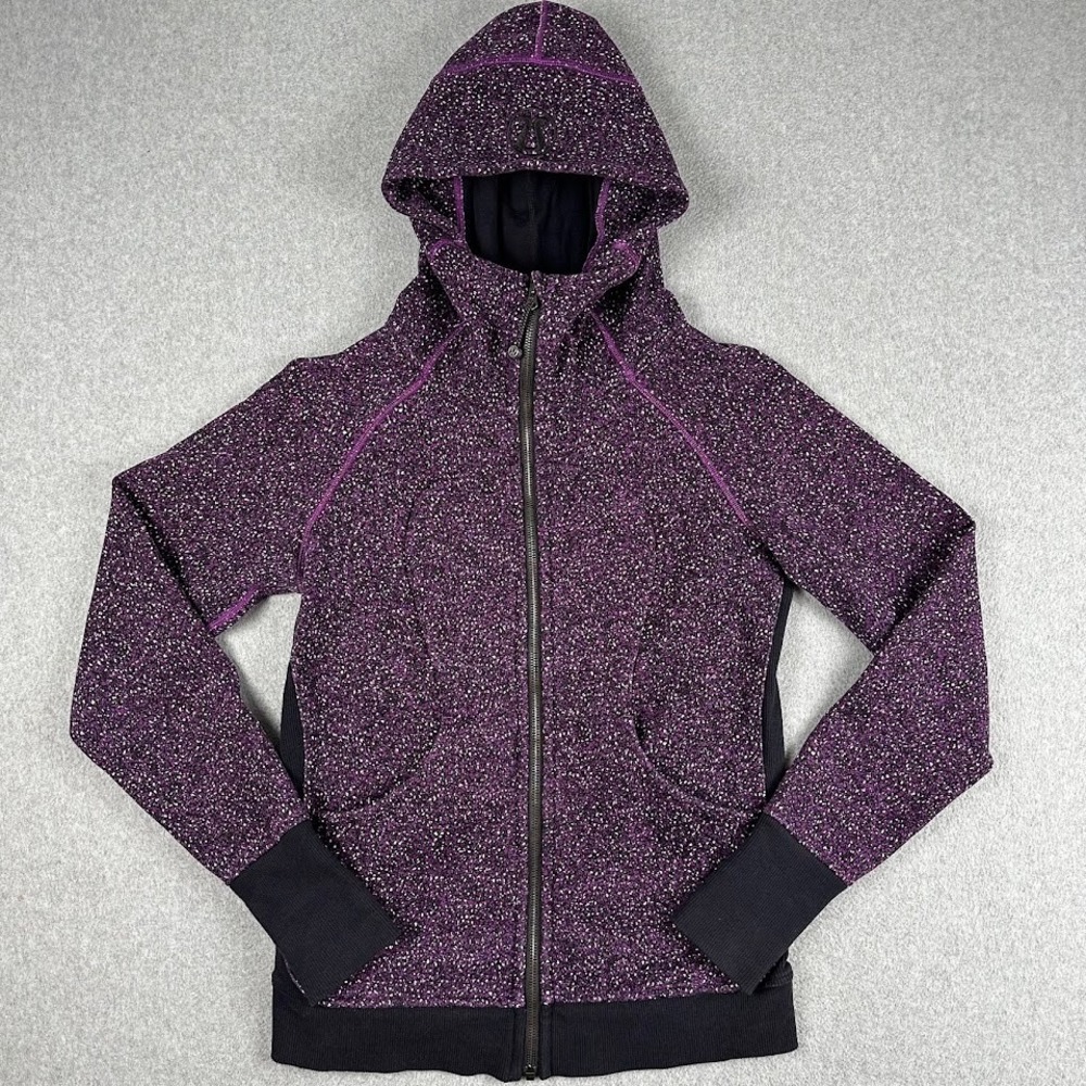 Lululemon Scuba Hoodie Full Zip Speckled Purple Black White Womens Size‎ 6
